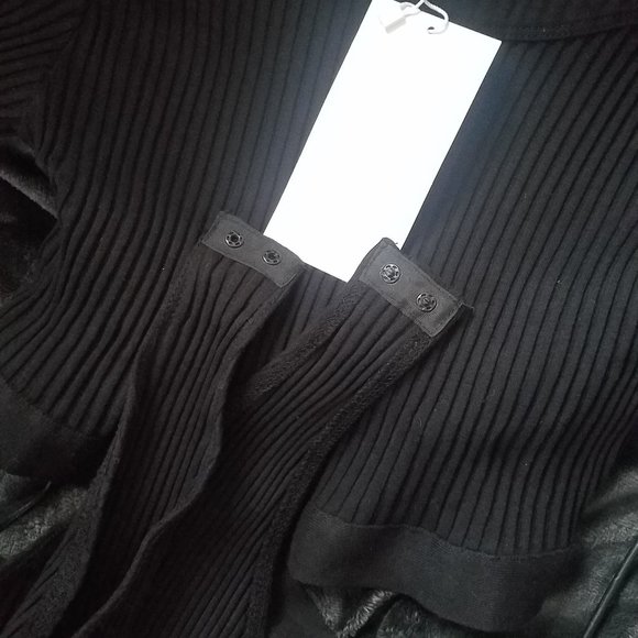 NWT CUT OUT BLACK KNIT OPEN BACK BODYSUIT - Picture 9 of 10